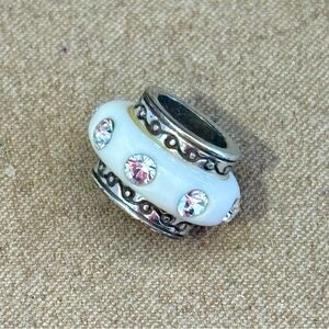 Brighton oval Dazzle Spacer White Resin bead Row of clear crystals Retired